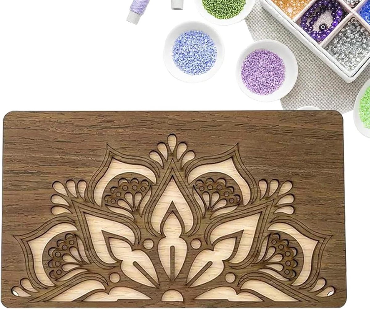 Houten Kralen Organizer - Sieraden Opberger - Kralen Sorteren - Magnetisch Deksel - 26.6 x 16.8 x 11.5 cm - Houtkleur