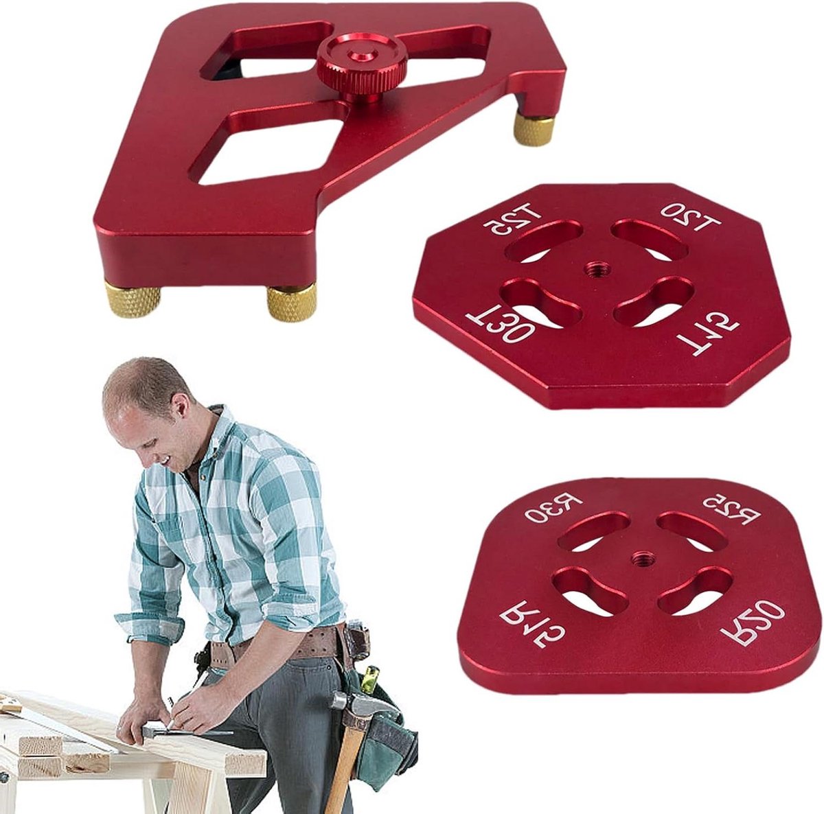Router Sjablonen - Houtbewerking Mallen - Rand Afwerking - Aluminium Legering - 15x15 cm - Zilverkleurig