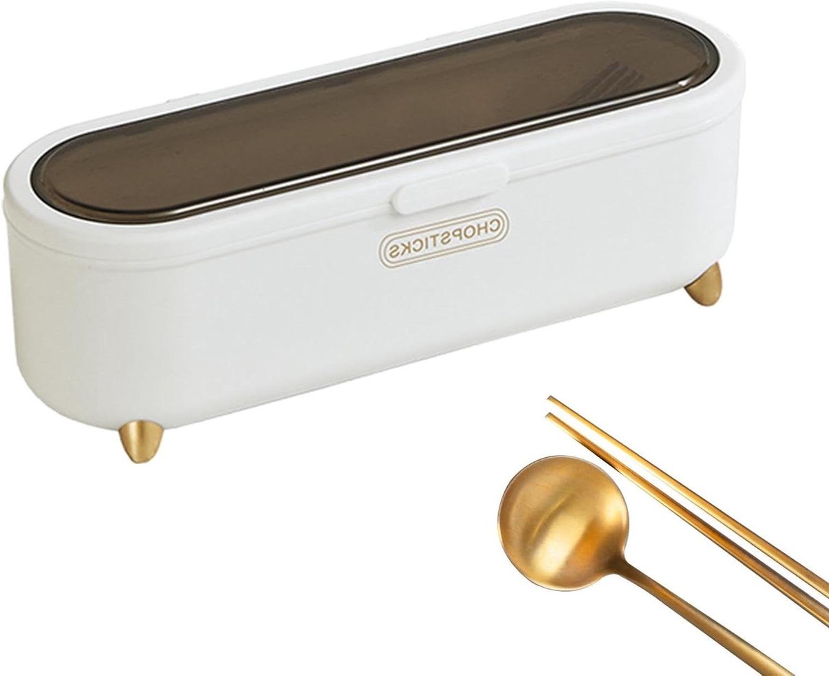 Bestek Opbergdoos - Keuken Organizer - Keuken Opbergen - Stofdichte Afvoer - 28 cm - Wit