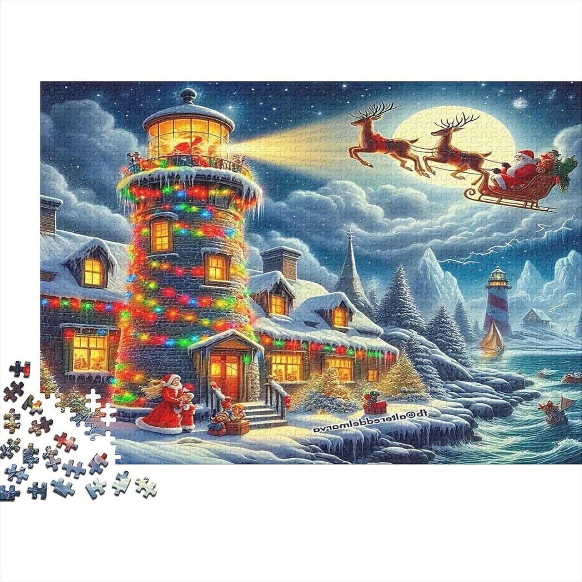 Vuurtoren Puzzel - 1000 Stukjes - Ontspanning Thuis - Gerecycled Materiaal - 52 x 38 cm - Stijl-8