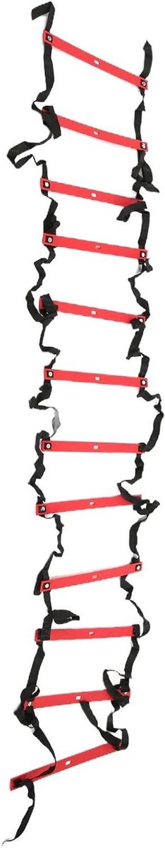 Voetbal Trainingsladder - Behendigheidsladder Sport - Verbeter Voetenwerk - Vaste Platen Stabiliteit - 6 Meter 12 Sporten - Rood