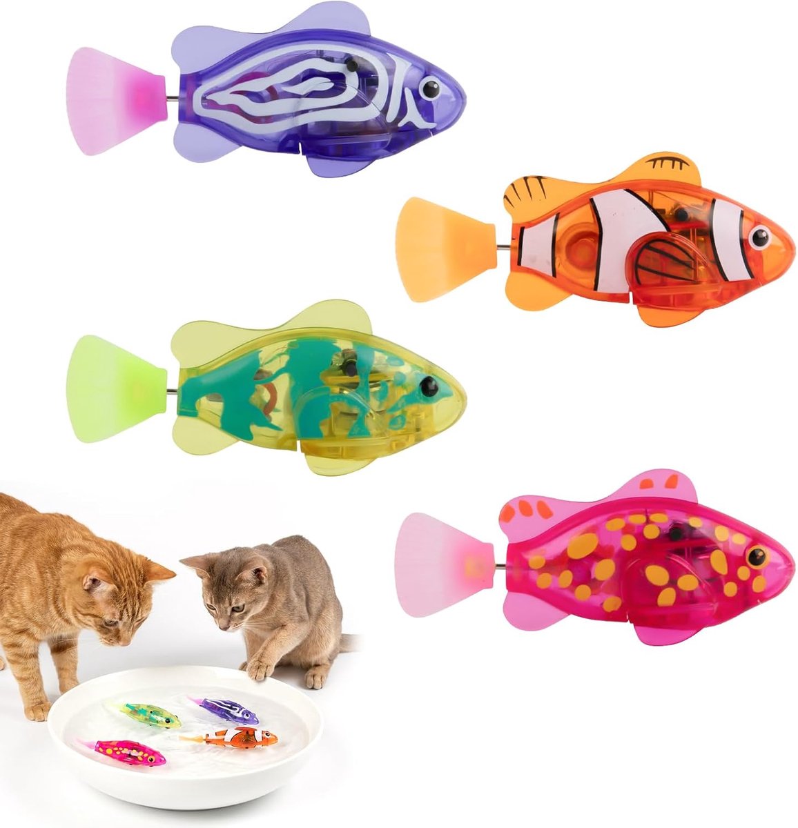 Lichtgevende Vis Kattenspeelgoed 4 Stuks - Bewegende Visjes voor Katten - Interactief Katten Speelgoed
