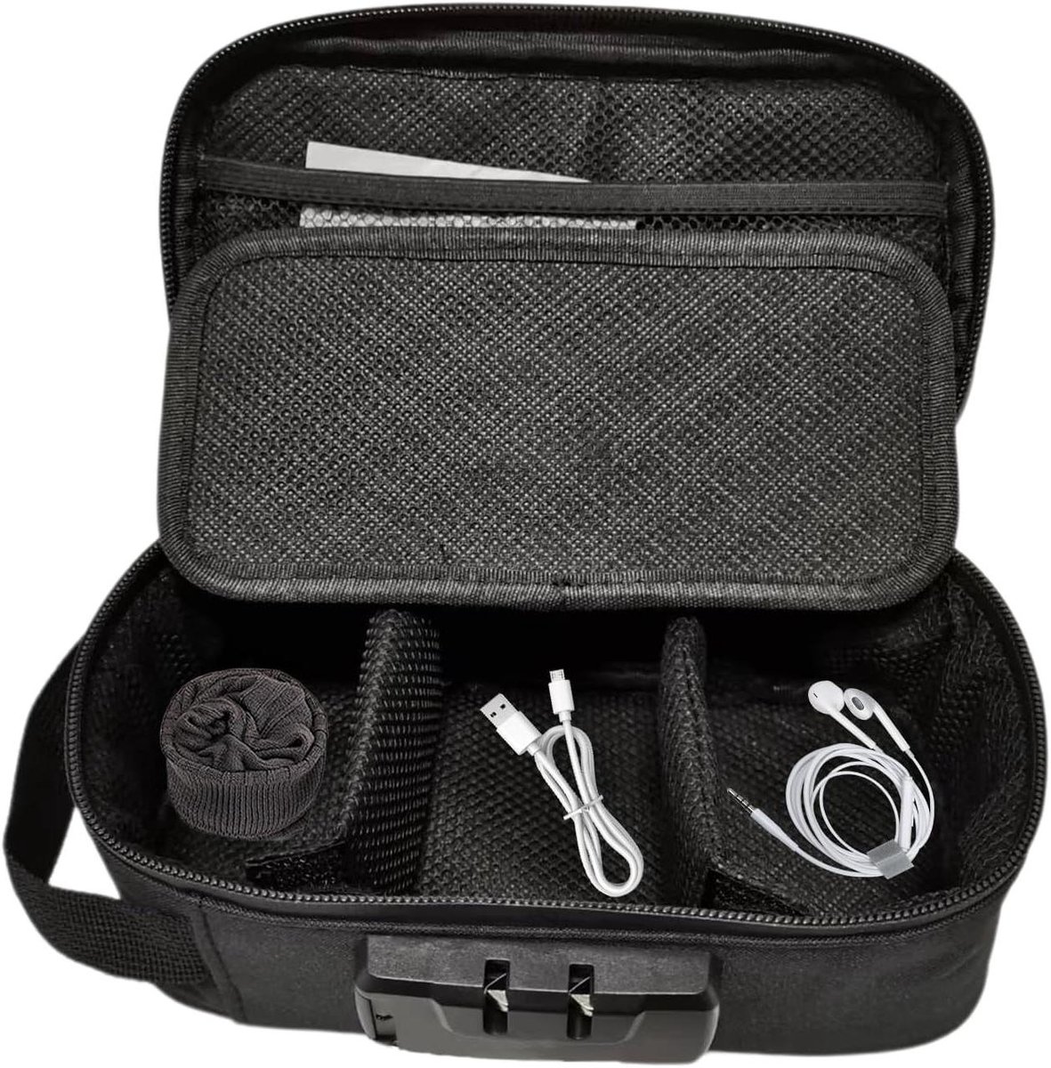 Geurvrije Tas - Opbergtas Documenten - Veilig Opbergen - Combinatieslot Beveiliging - 22.5 x 13.1 x 9.1 cm - Zwart