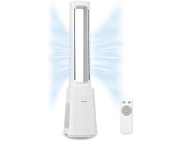 Auronic Torenventilator - Bladeless Model 2 in 1 - Luchtreiniger met HEPA-filter - Ventilator - 10 Standen - Afstandsbediening - 105 cm - Wit