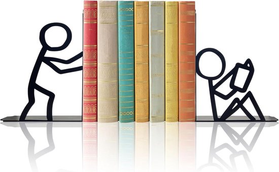 Foto: Boekensteunen decoratieve metalen boekensteunen unieke boekensteunen voor op kantoor ideaal voor leeshoekjes en plankdecoratie geschikt voor kantoren scholen bibliotheken en slaapkamers het perfecte cadeau voor boekenliefhebbers zwart
