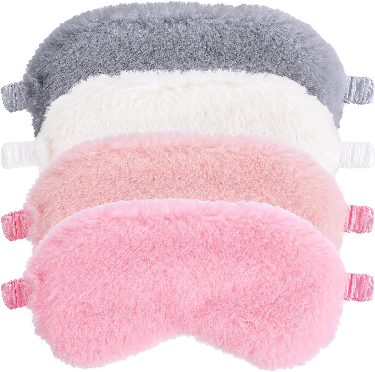 Pluche oogmasker - Zacht slaapmasker - Reizen dutjes - Effectieve lichtblokkade - 4 stuks - Mix