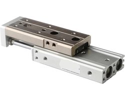 Luchtschuiver Cilinder - Dubbele Staaf - Industriële Automatisering - Geleider Luchtcilinder - 125 mm - Zilverkleurig