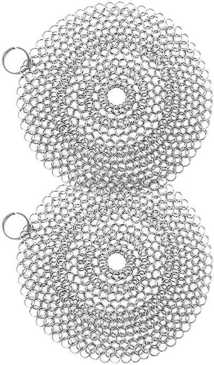 Ketting Schuurder - Gietijzer Reiniger - Kookgerei Schoonmaken - Roestvrij Staal - 10 cm - Zilverkleurig