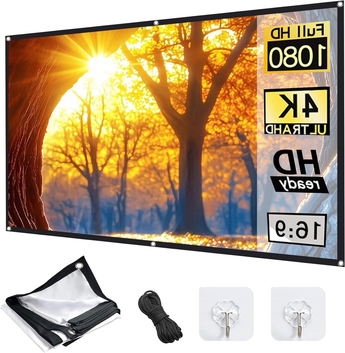 Projectiescherm - Beamerdoek - Thuisbioscoop - Kreukvrij polyester - 100 inch 16:9 - Wit