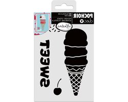 IJssjabloon - Decoratiesjabloon Tekensjabloon - Creatief Knutselen - Kersenijs Patroon - 15 x 10 cm - Transparant
