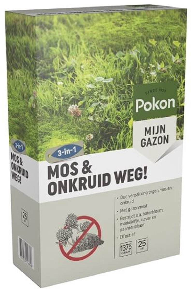 Pokon Mos en Onkruid Weg (1375 gram/25m²) - Krachtige Onkruidverdelger - Met gratis cheatsheet