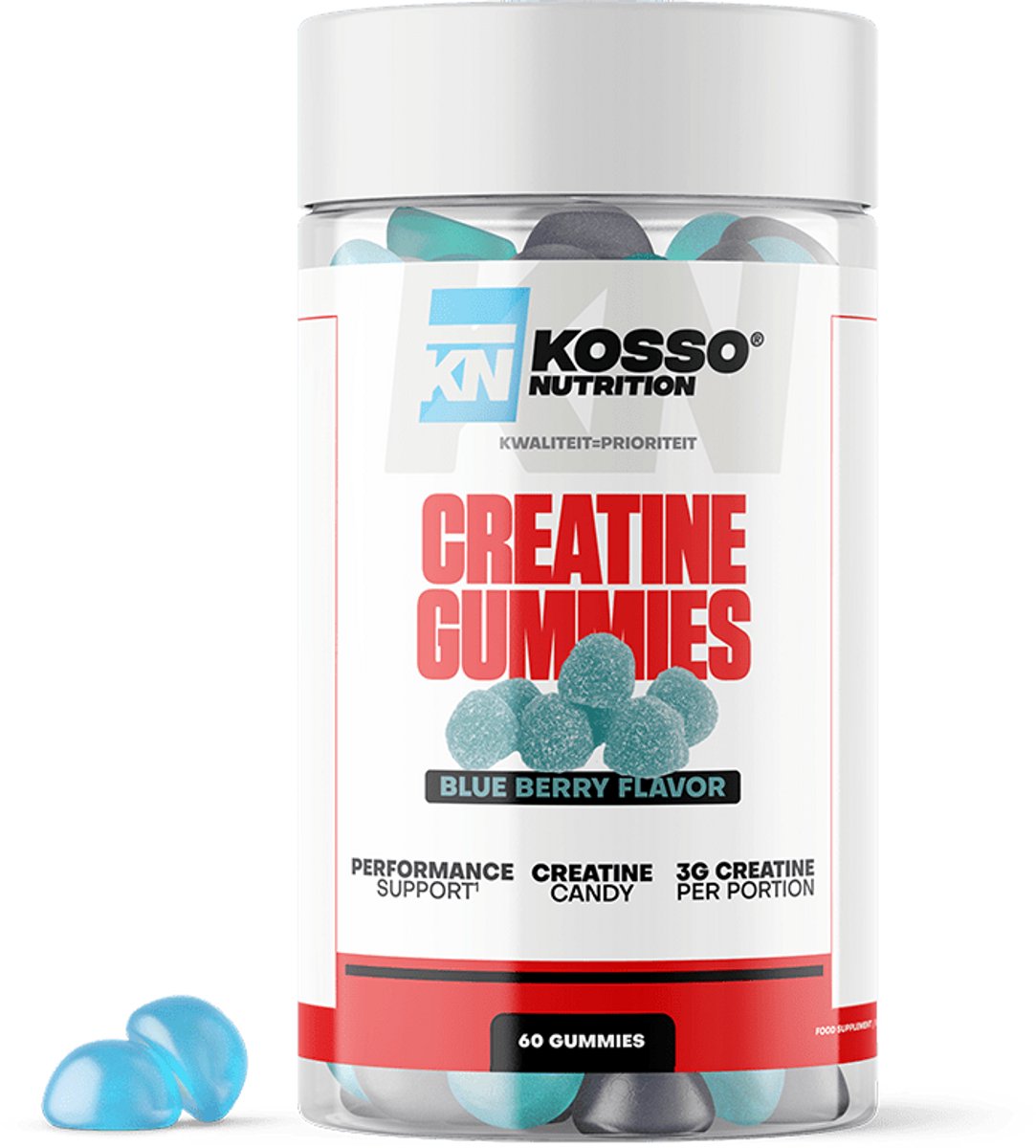 Kosso Nutrition – Creatine Gummies – Citroen – Suikervrij – Kracht & Spieropbouw – 90 Stuks