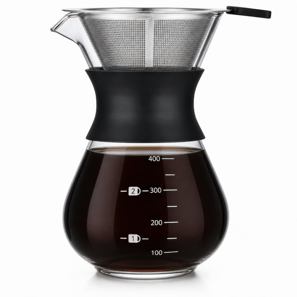 Pour Over Koffiepot met Permanent RVS koffiefilter - Slow Coffee Maker Kit - Glazen Cafetière - Koffekan Drip Gieter - Dripper Koffiemaker - Handmatig Filterkoffie koffiezetapparaat met Herbruikbaar Koffie Filter - Koffiefilterhouder set - 500 ML