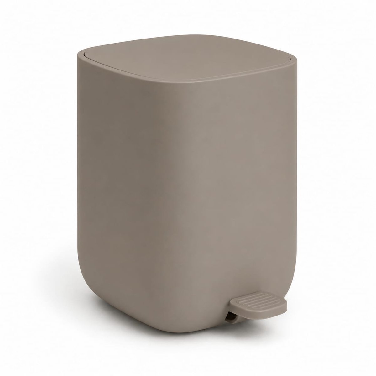 Afvalbak 7 Liter Taupe - Pedaalemmer met Soft Close - Compacte Prullenbak Badkamer & Toilet - Kunststof - 27x21,5x26,5 cm