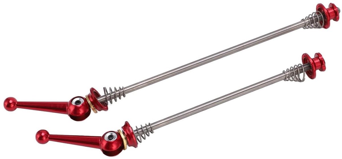 Fietswiel Snelspanner - Lichtgewicht Assen - Fiets Onderhoud - CNC Gefreesd - 100/135mm As - Rood