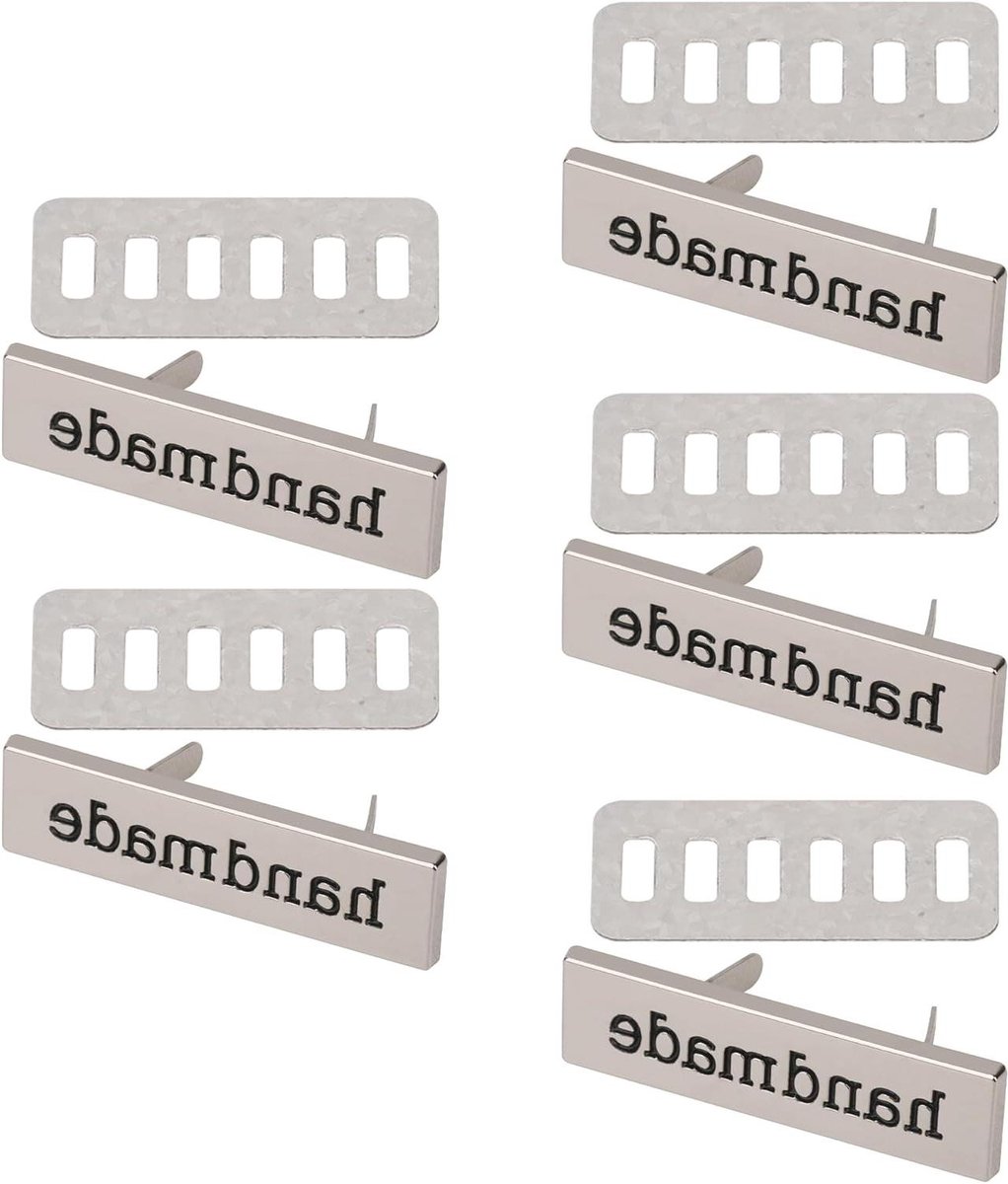Handgemaakte metalen labels - Graveerbare labels - Kleding personaliseren - Gladde randen - 5 stuks 3.5cm x 1cm - Zilverkleurig