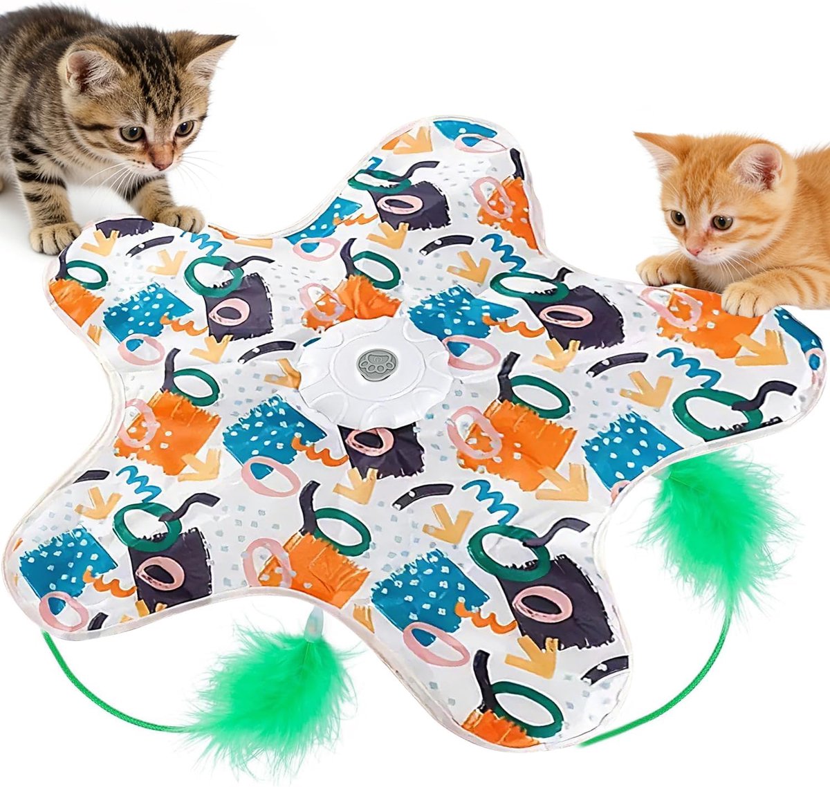 JeiibrZui Interaktief Katzenspeelgoed Elektrisch - Automatische Speelmat Met 3 Modi - USB Oplaadbaar Voor Binnen - Zelfspel Voor Katten En Kittens - Kleurrijk Design