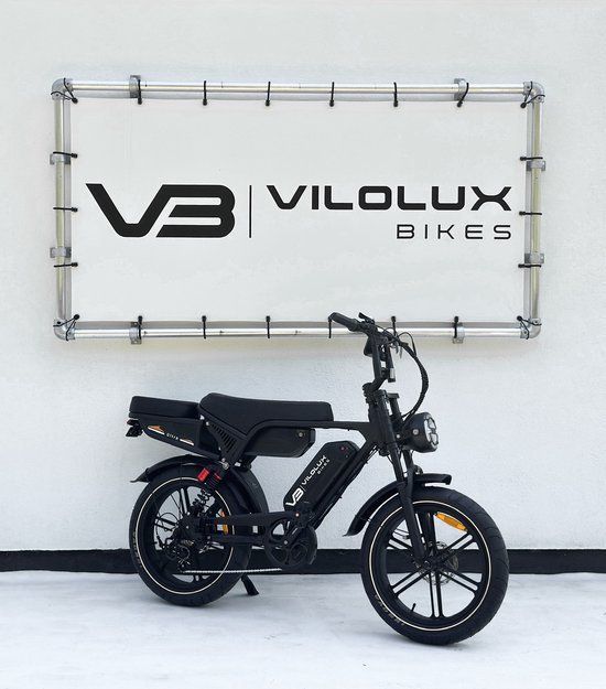Elektrische fatbike Vilolux Ultra met dubbele accu, hydraulische remmen, LCD display, city banden, achterzitje, 25 km/h, legaal, rijklaar