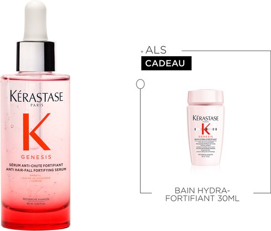 Kérastase Genesis Sérum Anti-Chute Fortifiant + Cadeau - Soin fortifiant contre la chute due à la casse – Sérum Anti-Chute Fortifiant 90ml + Bain Hydra-Fortifiant 30ml Cadeau