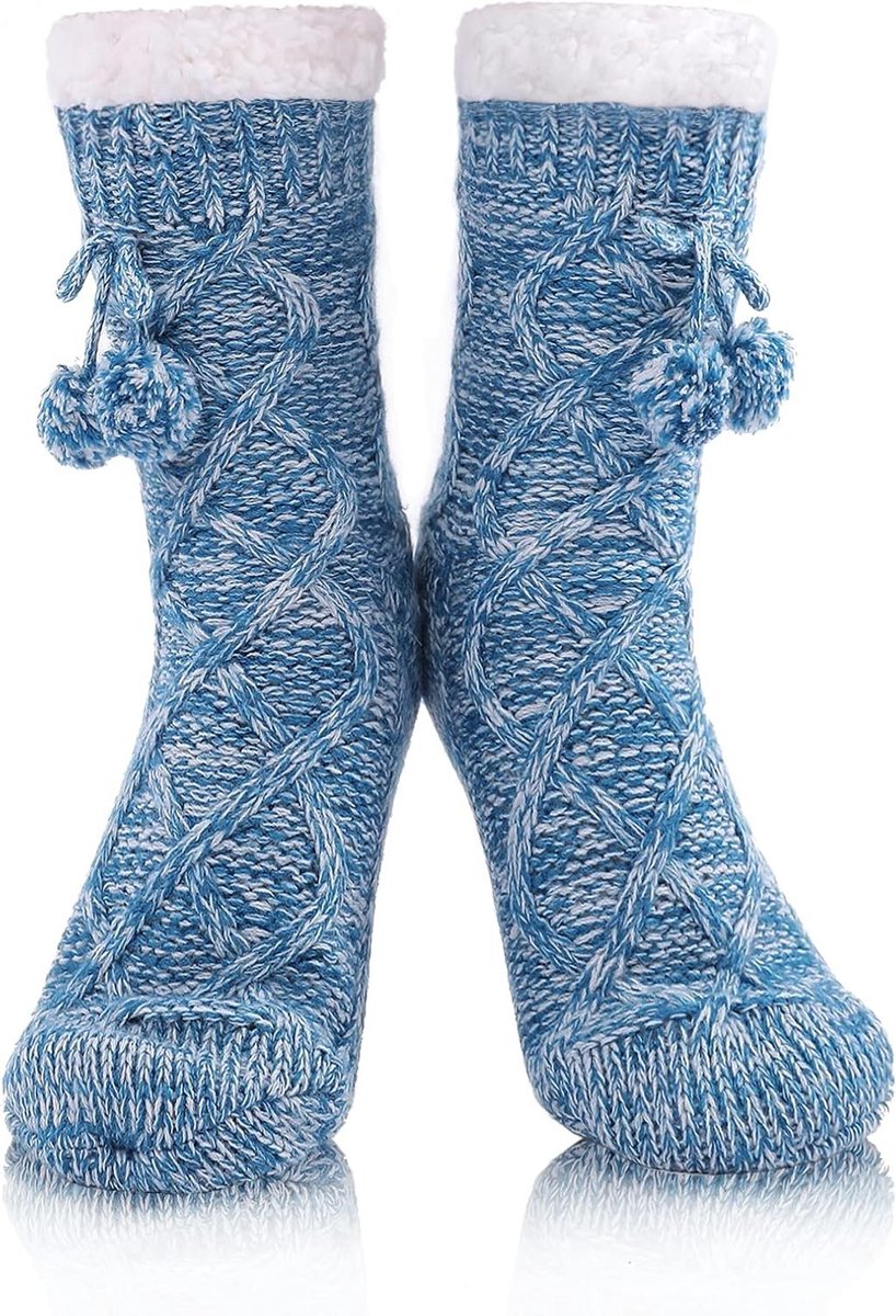 Zachte Pluche Sokken voor Dames met Antislip Studs, Warme Winter Sokken, Perfect als Kerstcadeau voor Volwassenen Maat 35-42