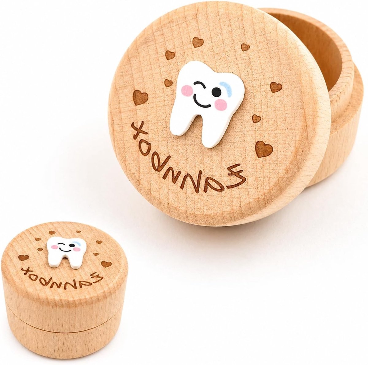 Houten Melk Tandendoos voor Kinderen - Bewaar Tandjes, Uniek, Persoonlijk Cadeau