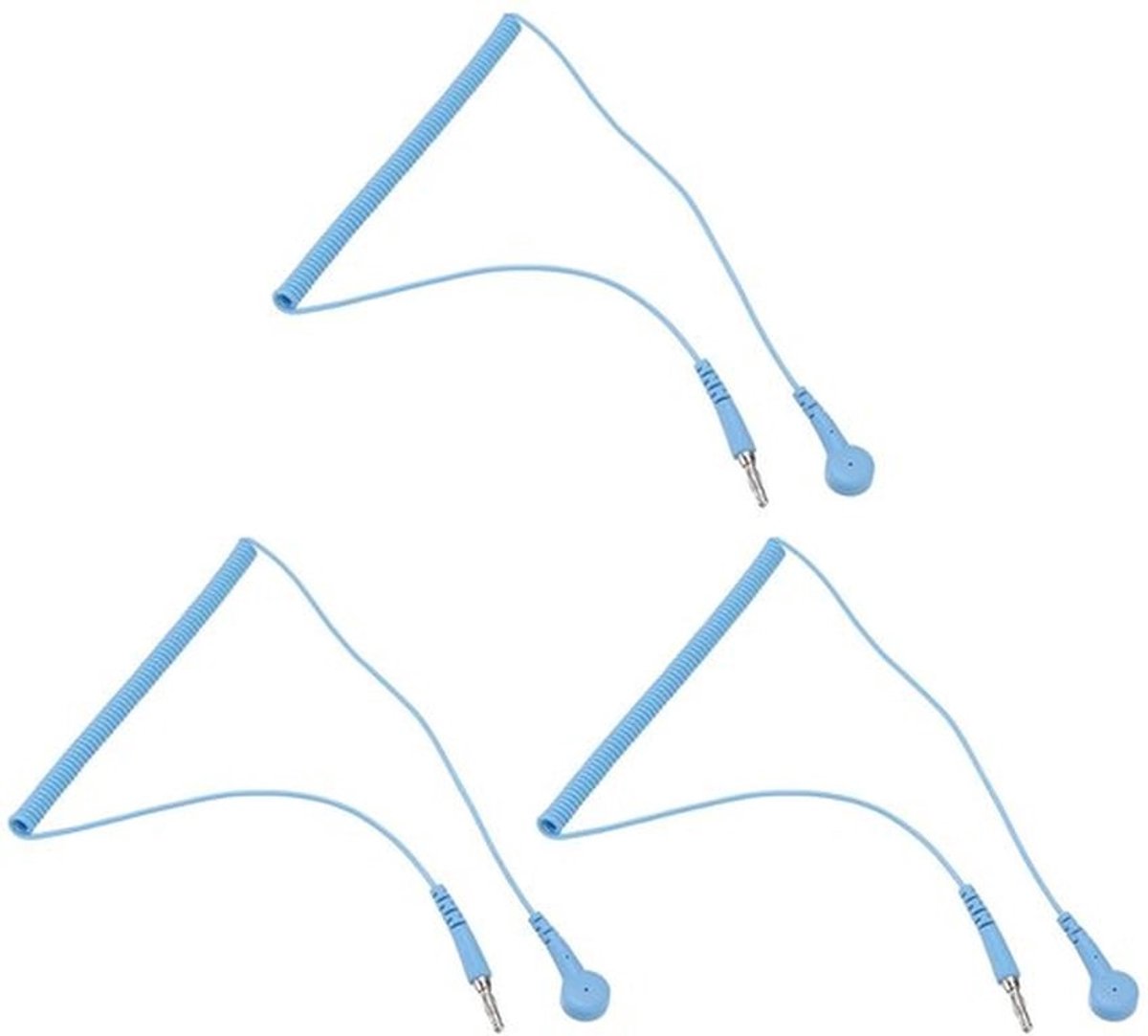 Antistatische Aardingskabel 180 cm lang met Lantaarntip - Verpakking van 3 stuks - Blauw