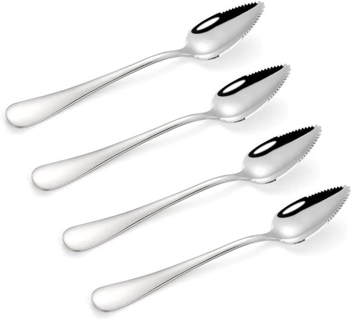 Set van 4 fruitlepels, roestvrijstalen lepels voor kiwi, pomelo, grapefruit en meer - 16 cm