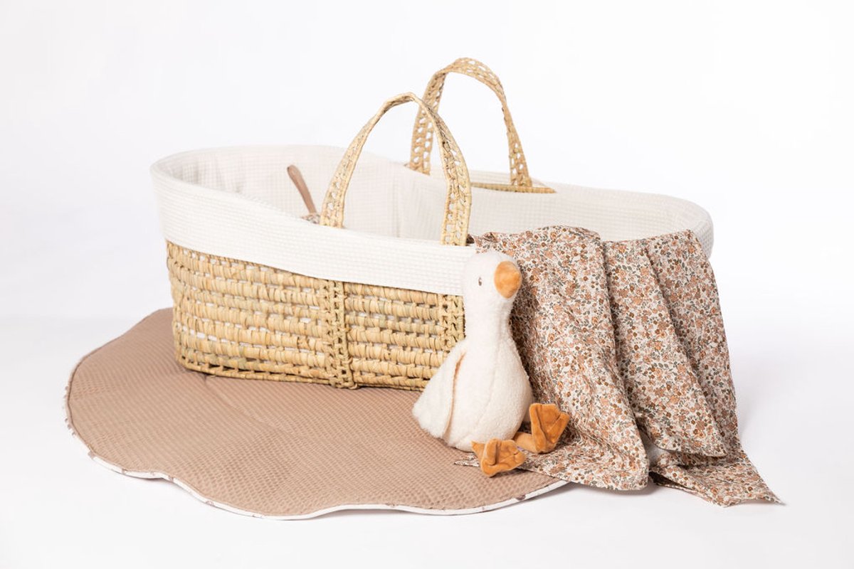 Bekleding / hoes voor mozesmand ecru wafelstof
