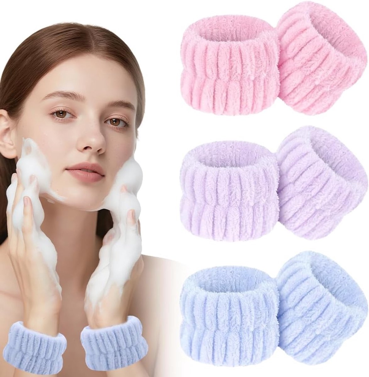 Set van 3 Absorberende Microvezel Gezichtswasbanden voor Vrouwen en Meisjes, Ideaal voor Spa en Schoonheidsbehandelingen