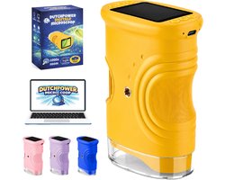 DUTCHPOWER Digitale Microscoop 1000x-4K-voor Kinderen – Draagbare Handmicroscoop met Foto & Video – STEM Educatief Speelgoed voor Ontdekken in Tuin en Natuur – Geschikt voor 4 t/m 12 jaar-Geel