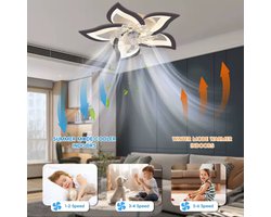 Plafondventilator - Lotus - Met Verlichting - Plafond Ventilator Lamp - LED Verlichting - Met Afstandsbediening - Dimbaar - Smart Lamp - Wit
