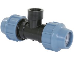 Unidelta T-stuk 90° PP 25 mm x 3/4" x 25 mm knel x binnendraad x knel 16bar zwart/blauw DVGW/KIWA/WRAS