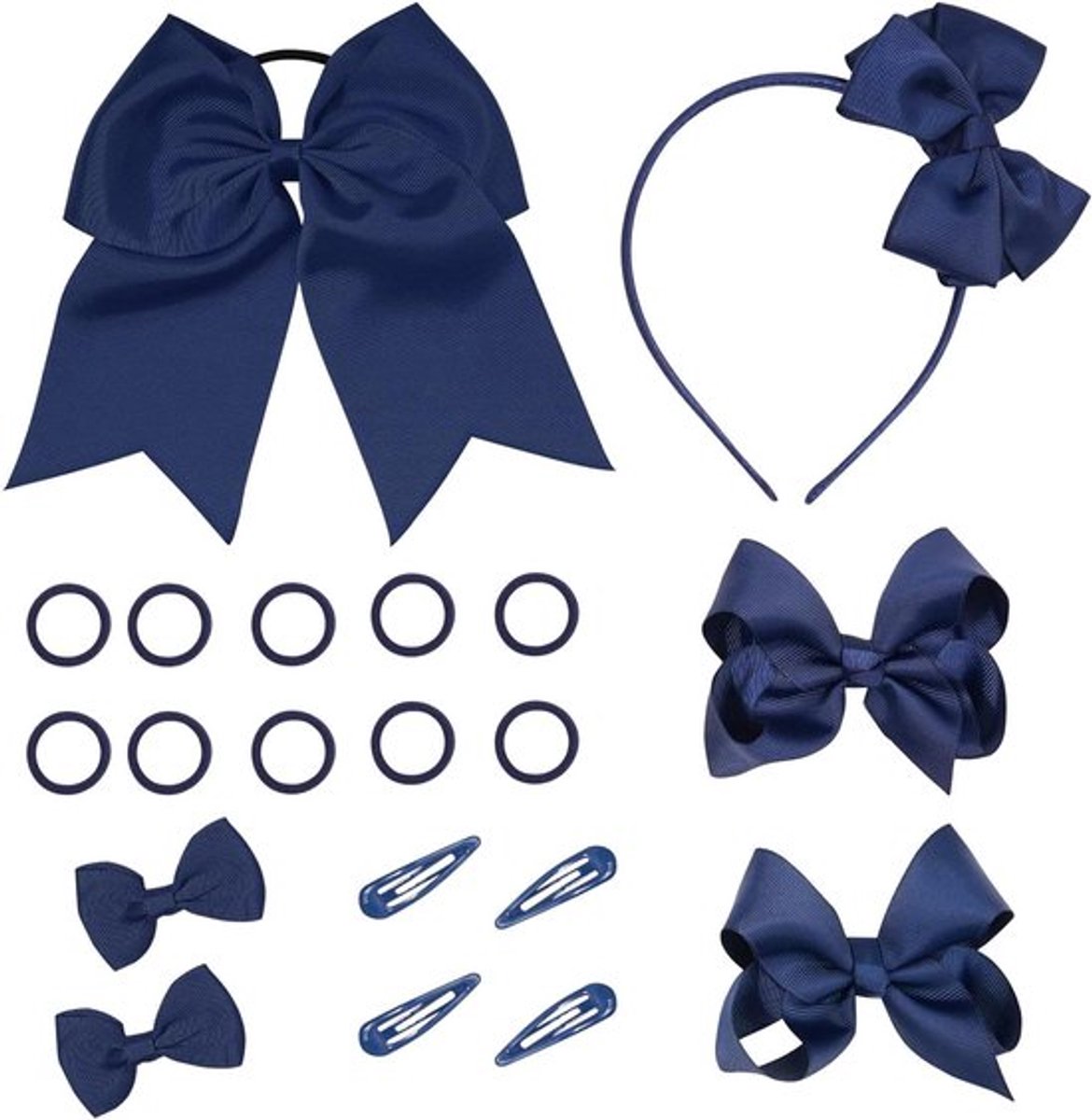 Strik Haaraccessoires Set voor Meisjes - 20 stuks - Marineblauw - Kinderen.