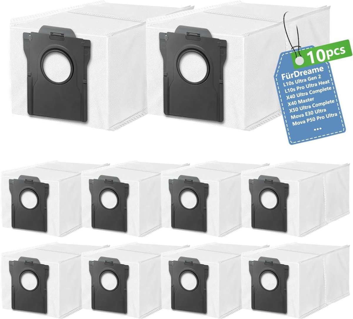 10 stofzakken (grijs) Geschikt voor de robotstofzuigers Dreame L40s Pro Ultra/L10s Ultra Gen 2/Gen 3 en Dreame X40.