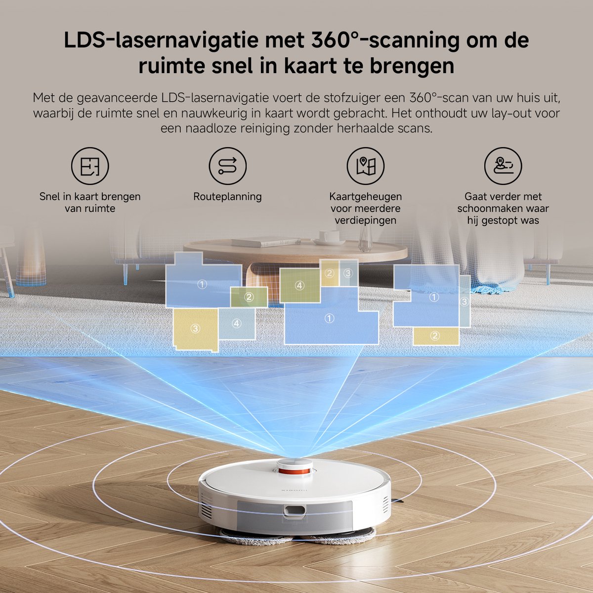 Xiaomi Robot Vacuum S40 Pro – Slimme Robotstofzuiger met dweilfunctie - 15.000 Pa zuigkracht - LDS-lidar navigatie - Anti-klit borstel - Appbediening — afbeelding 5