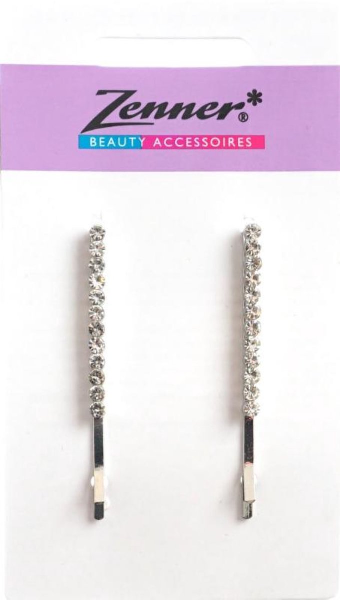 Zenner 2 haarschuifjes - haarspelden met strass steentjes - zilver kleurig - brilliance - haarspeld