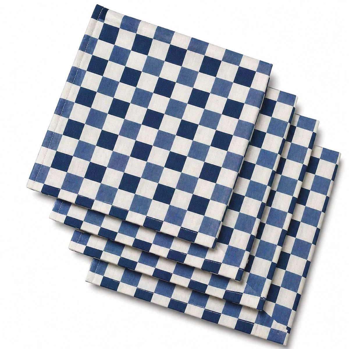 Tavas Servetten - 30 x 30 cm - Set van 4 stuks - Blauw Geruit - Katoen