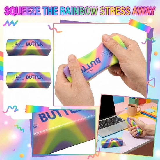 Rainbow Butter Squishy - Mega Hype - Must Have - Fidget Toy - Slow Rise - Stressverlichtend-1 stuk