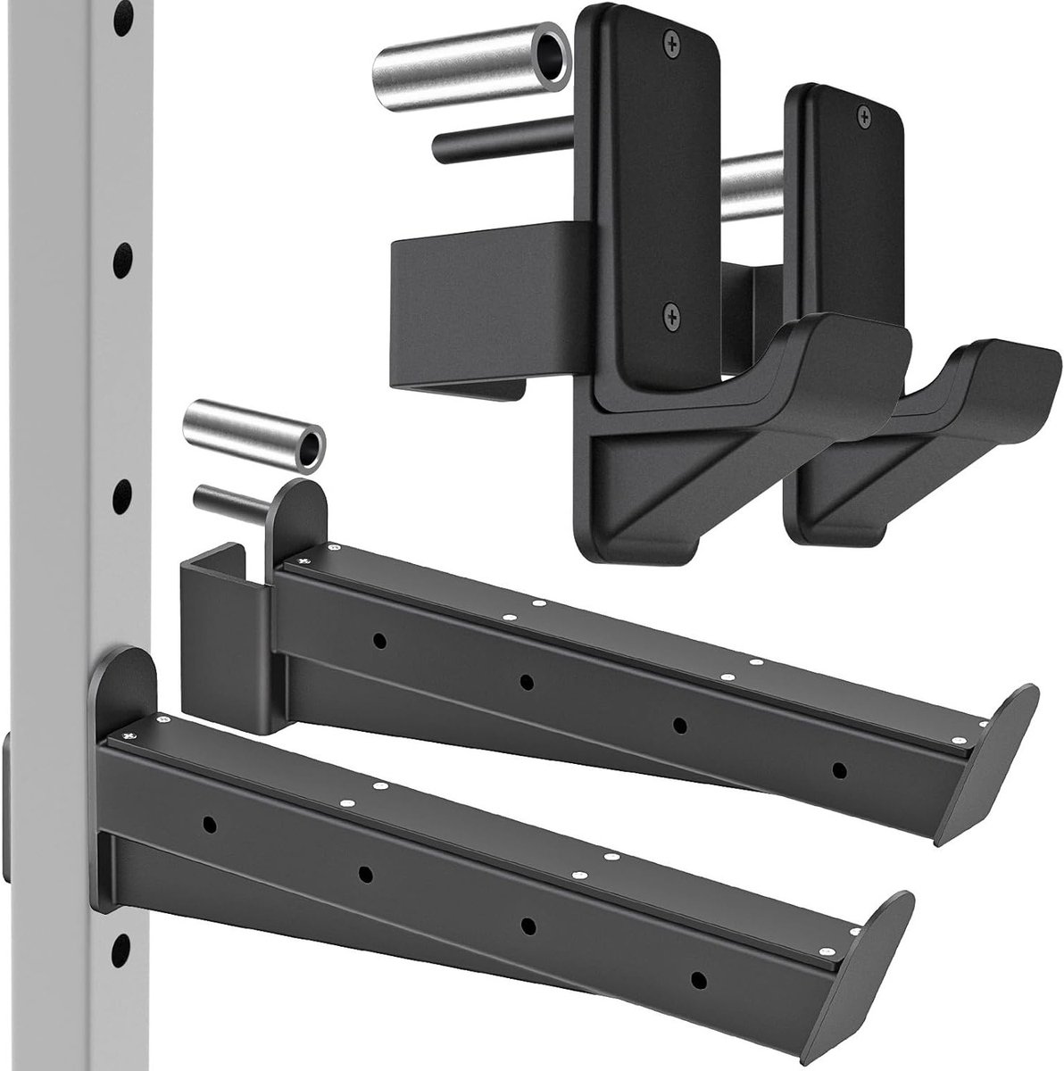 Veilige Spotter Armen en J Haken voor 2" x 2" en 3" x 3" Power Racks - Stevige Dumbbell Houder en Vangsystemen met Rubber Pads - Ideaal voor Squats, Bankdrukken en Krachttraining