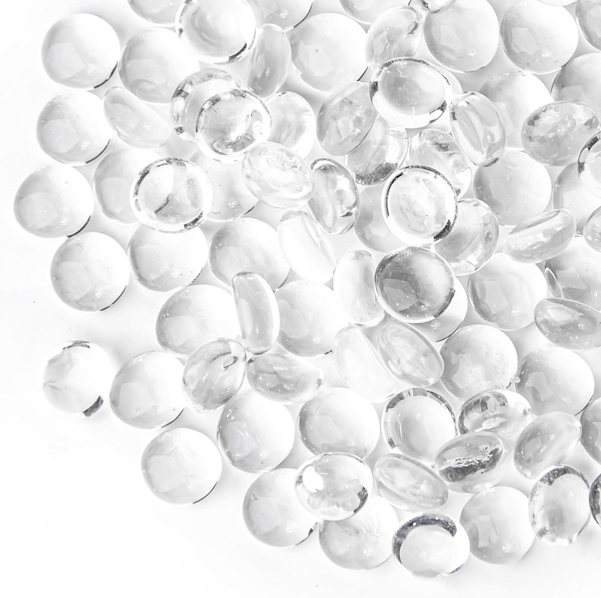 Transparante Mini Flat Glasparels - 150 Stuks voor Vaasvullingen, Bloembakken en Aquariums, Decoratieve Steentjes voor Thuisdecoratie