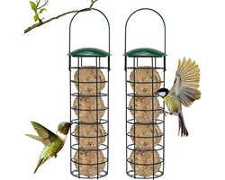 Set van 2 Vetbolhouders voor Vogels - Hangende Voederstations voor Vetballen en Maïskorrels