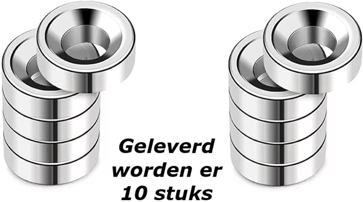 Han-Bar® Schijfmagneten - Ringmagneten - Rond - schroefgat 12 x 3 - 3 mm - Neodymium - N35 - Permanente - Ndfeb - Super Sterk - Plus schroeven