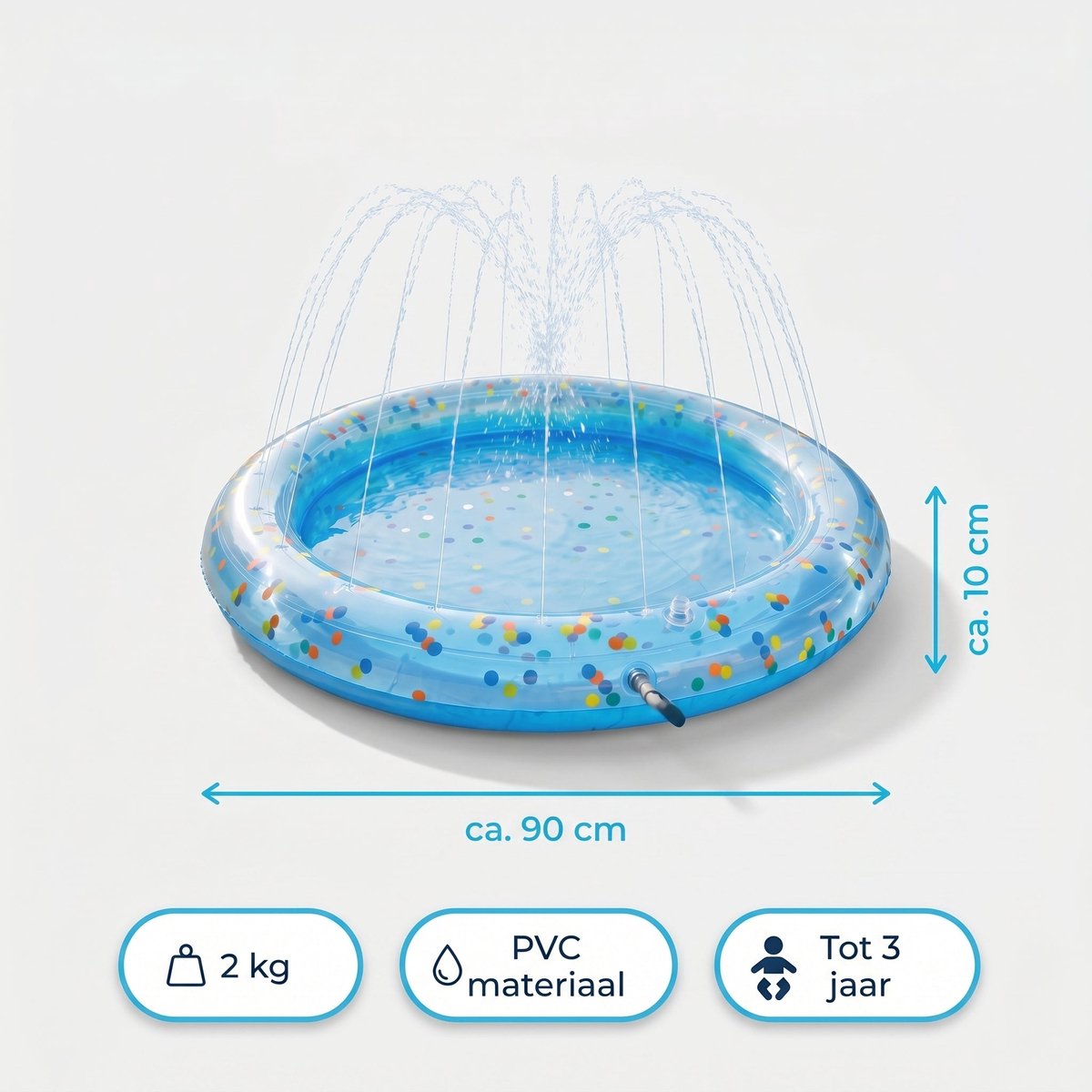 Cheqo® Babyzwembad - Kinderzwembad - Opblaasbaar Zwembad met Sproeifunctie en Sproeier voor Peuter - Buitenspeelgoed - Waterspeelgoed - Zwembadje - Peuterbad - Tuinbadje - Zomerspeelgoed - Kinderbadje - Waterpret - Speelzwembad - Opblaasbadje — afbeelding 6
