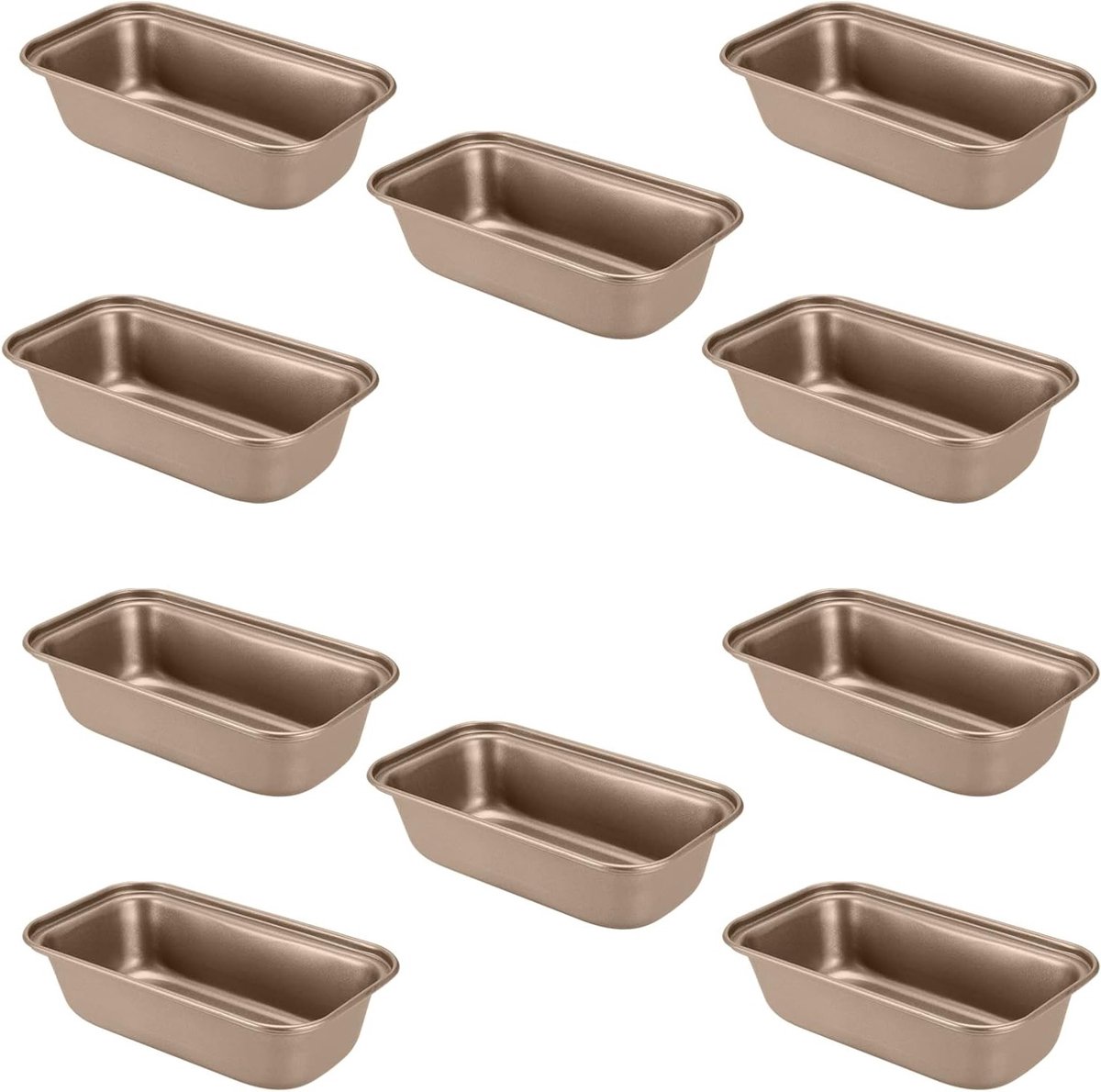 Set van 10 Mini Broodpannen 6.5 x 8.5 cm - Antiaanbak Bakvormen voor Oven, Perfect voor Kleine Broden en Gebak