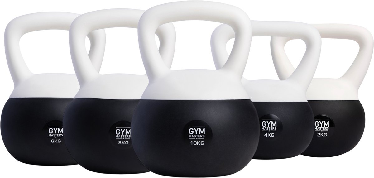 Gym Masters Zachte Kettlebell Set – 2, 4, 6, 8 & 10 kg – Fitness Gewicht voor Thuis & Sportschool – Krachttraining & Cardio – Anti-Beschadiging