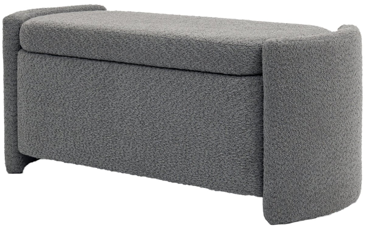 Grijze Polsterbank 105x44x45,5cm – Opberg-Bank Met Deksel, Samtoptiek Zitbank Voor Woonkamer En Slaapkamer – Multifunctionele Truhenbank Voor Kussens, Dekens En Accessoires, Comfortabel Gepolsterd