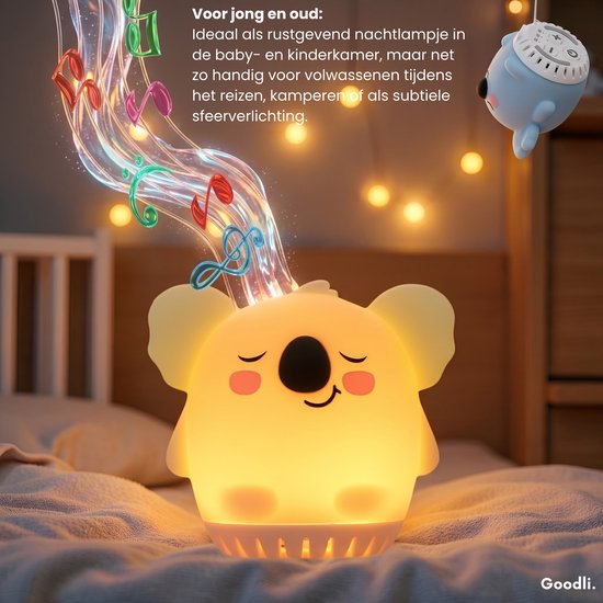 Goodli Witte Ruis machine met LED Sfeerverlichting - Konijn - 20 Geluiden - 9 Kleuren - Slaapcomfort voor Baby, Kind en Volwassenen - Inclusief Slaaptimer - BPA-vrij - White Noise Machine — afbeelding 2