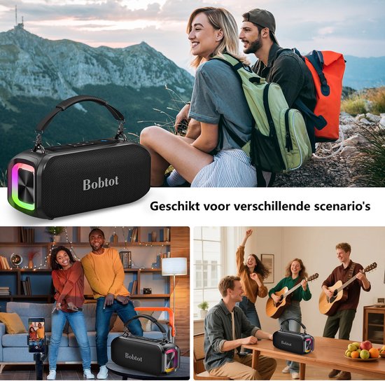 Rayofi Bluetooth speaker - Party Speaker - Draagbare muziek Box - Speakers - LED verlichting - Bluetooth - Karaoke - zwart van Merkloos — afbeelding 4