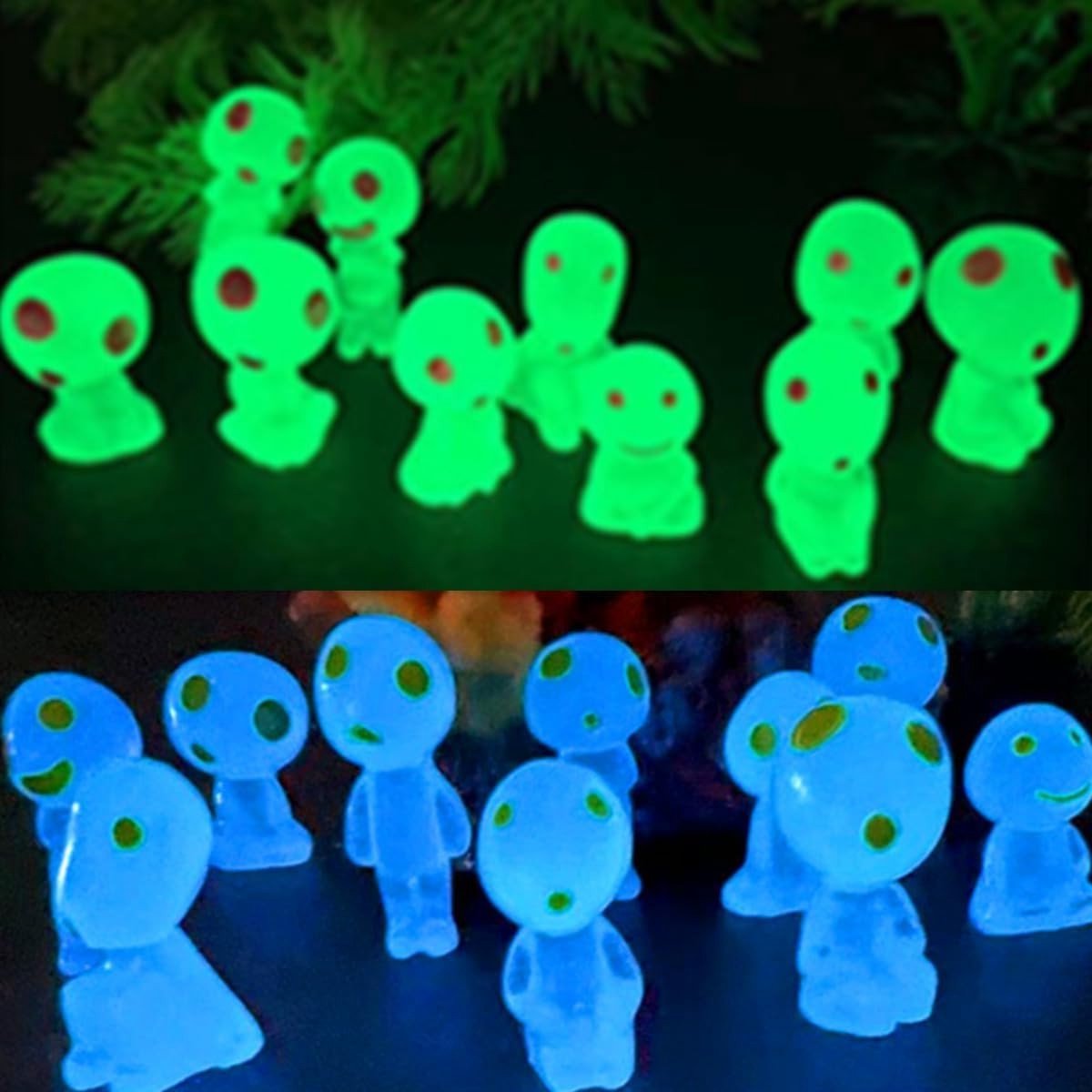 Luminous Alien Figuren Set van 20 Stuks, Glow in the Dark Decoratie, Grappige Alien Beelden en Ornamenten voor Unieke Versiering