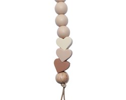 Zibbi Little Hearts Speenkoord Sand Beige - Luxe Siliconen Speenclip - BPA Vrij van Zibbi — afbeelding 2